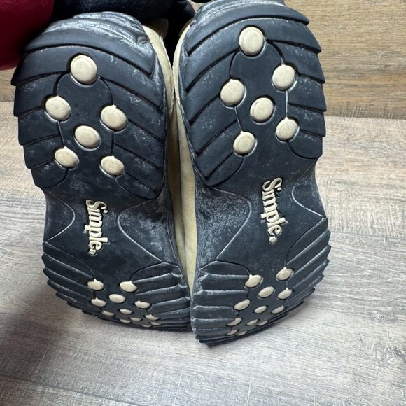 Simple Vintage Tan Leather Trimmed Slip On Shoes Women's Size 10 - Picture 4 of 8